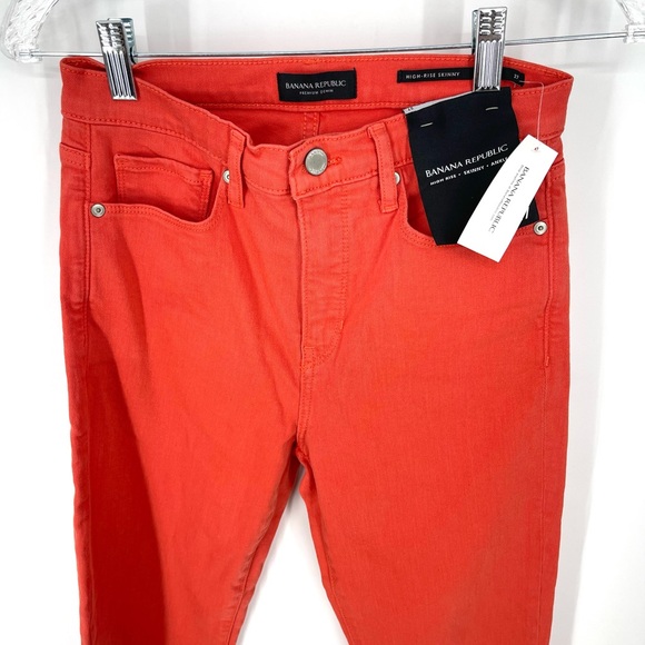✨Banana Republic Orange High Rise Skinny Raw Hem Ankle Jeans Size 27 🎃 🍁 🍂 - Picture 5 of 16
